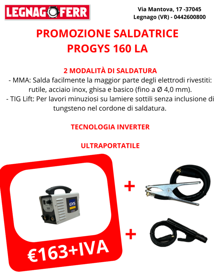 PROGYS 160 LA Saldatrice Mma Inverter Gys 077508 legnagoferr