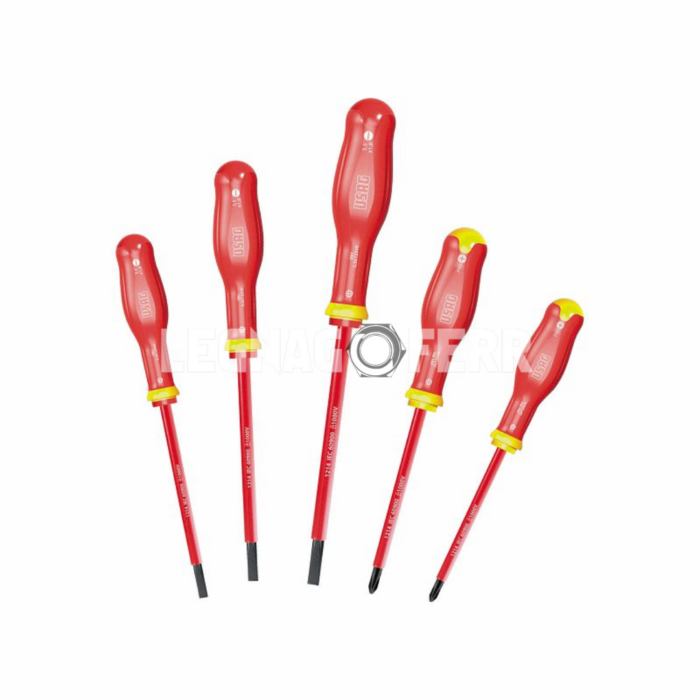 USAG 091 SH5 Serie di 5 giraviti per viti con intaglio e per viti con impronta a croce PHILLIPS® 1000 V U00910100 legnagoferr