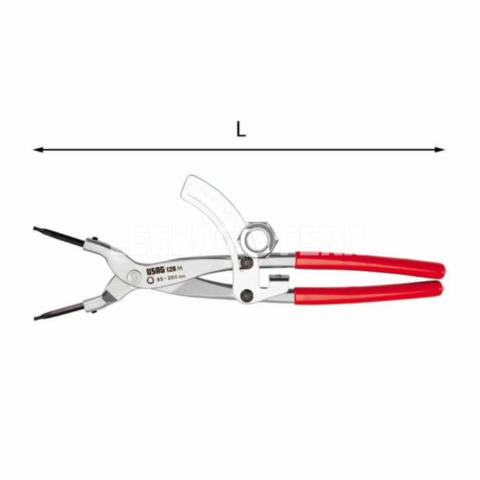 USAG 128 M Pinza a cremagliera a becchi diritti per anelli elastici esterni di grandi dimensioni U01280051 legnagoferr