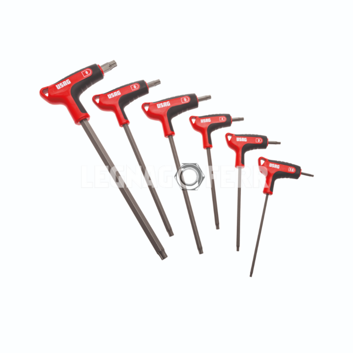 USAG 280 HX/SE6 Set di 6 Chiavi Maschio Angolate con Profilo Esagonale Speciale X Grip e Impugnatura Bimateriale U02802460 legnagoferr