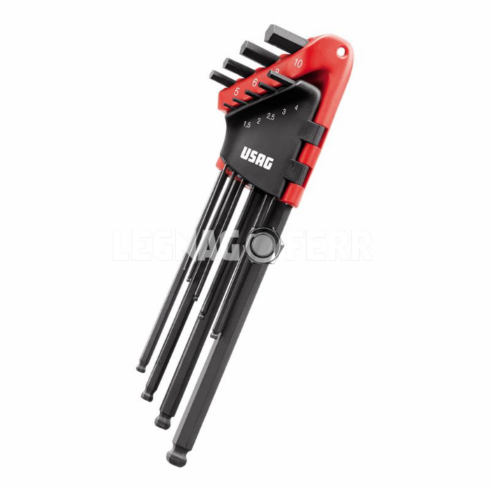 USAG 280 XLTS/S9 Serie di 9 chiavi maschio esagonale extralunghe a testa sferica U02800184 legnagoferr