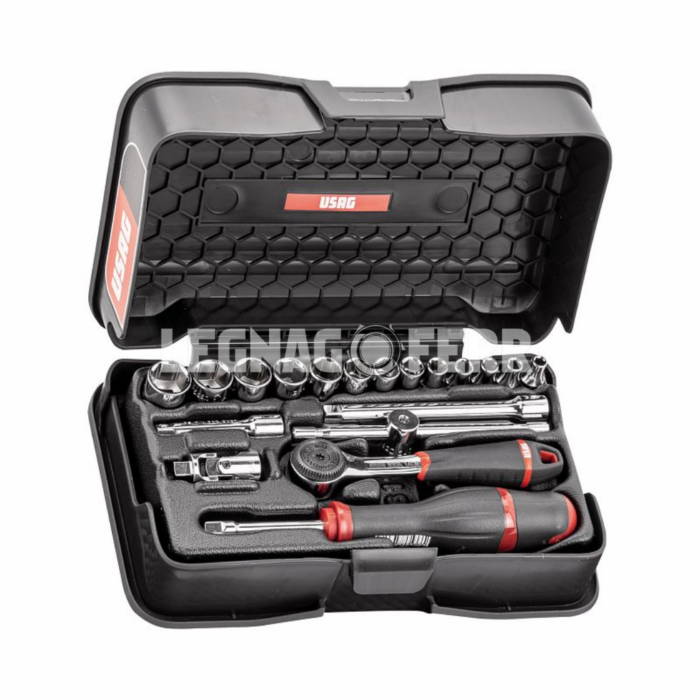 USAG 606 1/4 EA Assortimento in cassetta di ABS con bussole esagonali U06060101 legnagoferr