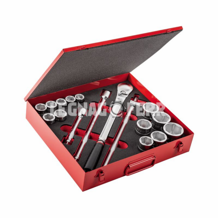 USAG 612 3/4 B Assortimento in cassetta di lamiera con bussole poligonali U06120016 legnagoferr