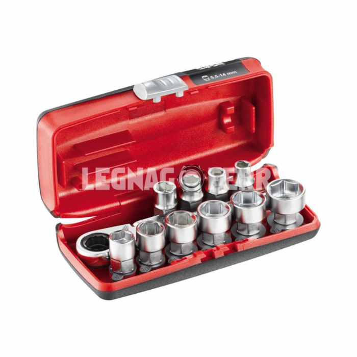 USAG 610 1/4 EFK Assortimento bussole ribassate con cricchetto reversibile mini Kit U06100001 legnagoferr