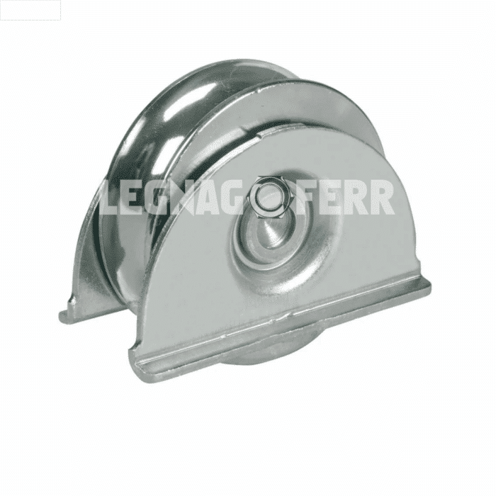 IBFM 387/A Ruota con Piastra - 2 Cuscinetti - Gola Tonda Ø 20 legnagoferr