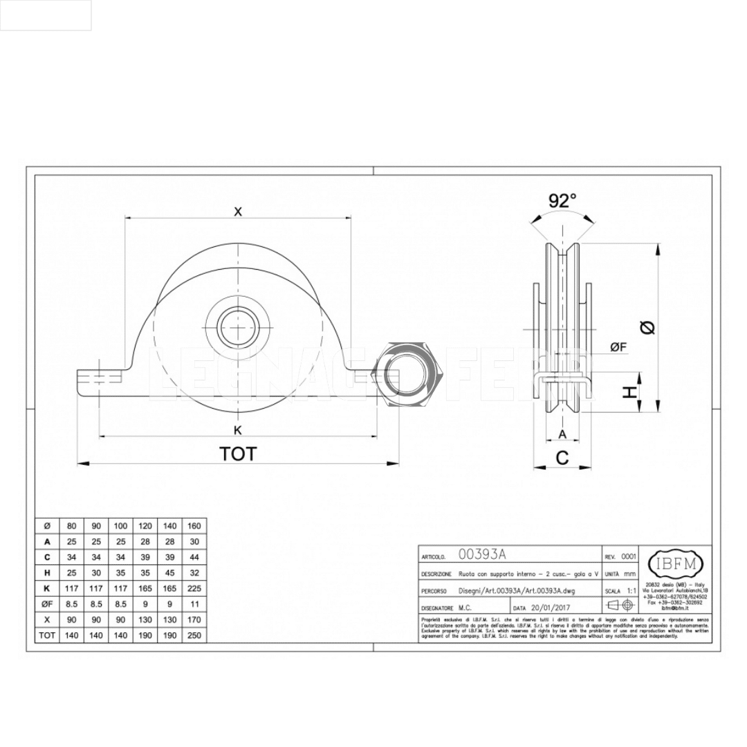 Art. 393-A Ruota con Supporto Interno - 2 Cuscinetti - Gola V 2 IBFM 393 A Ruota con Supporto Interno 2 Cuscinetti Gola V legnagoferr (1)