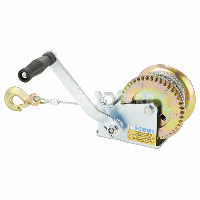 Fervi 0070/C – Argano Manuale con Cavo 10 m, Portata 500 kg