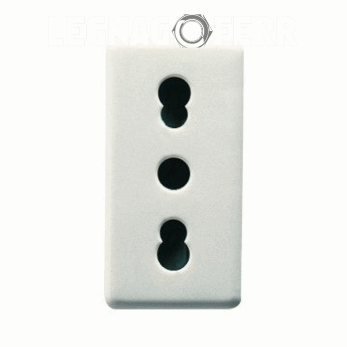 Presa Standard Italiano 250V AC 2P+T 16A Gewiss Bivalente P11 P17 1 Modulo System White GW20203 legnagoferr