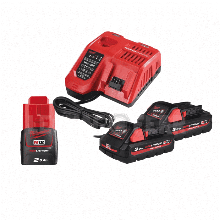 Milwaukee M18 HNRG-302 Energy Kit M18™ HIGH OUTPUT™ 2 x 3.0 Ah (18V) + 1 x 2 Ah (12V) Extra 4933471071 legnagoferr