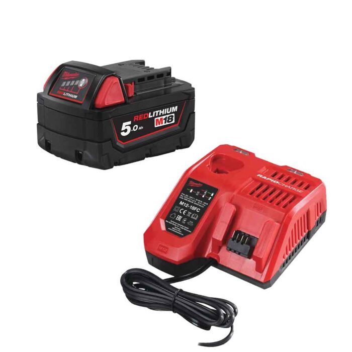 Milwaukee M18 NRG-501 M18 B5 18V 5,0Ah + Caricabatterie M12-18 FC