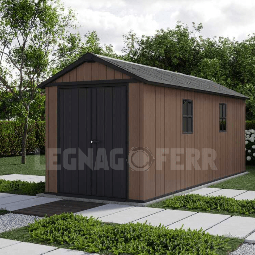 Keter Newton Plus 7517/1775 Casetta da Giardino 230x539x246 cm 2 Casetta Keter Newton Plus 75171775 230x539x246 cm Resina Effetto Legno legnagoferr (2)
