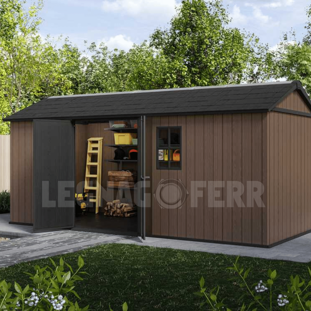 Keter Newton Plus 7517/1775 Casetta da Giardino 230x539x246 cm 4 Casetta Keter Newton Plus 75171775 230x539x246 cm Resina Effetto Legno legnagoferr (4)