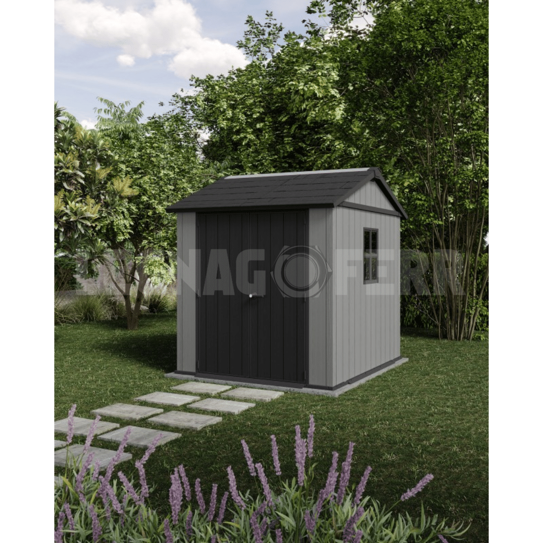 Keter Newton Plus 759/975 Casetta da Giardino 230x287x246 cm 5 Casetta Keter Newton Plus 759975 230x287 cm Resina Evotech Grigio legnagoferr (1)