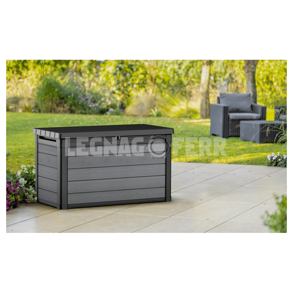 Keter Cortina Box 100 Baule da Giardino Grafite 380L Effetto Legno 3 keter cortina box 100 legnagoferr1