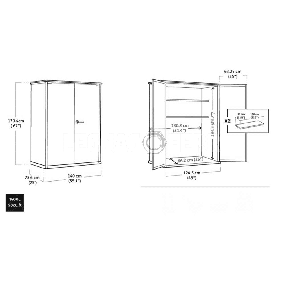 Keter Cortina Alto Armadio Porta Attrezzi 140x73,6x170,4 cm 6 keter cortina legnagoferr5