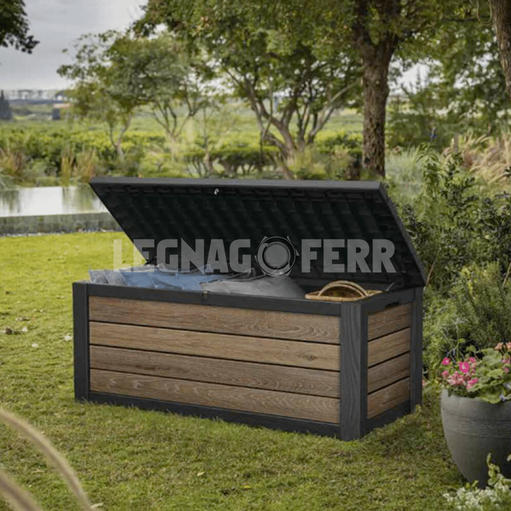 Keter Signature Deco Box 150 Baule da Giardino Noce 570L Effetto Legno 4 keter deco box 150 legnagoferr2