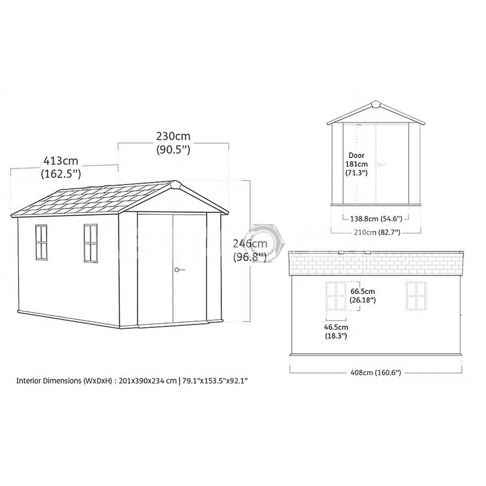 Keter Newton Plus 7513/1375 Casetta da Giardino 230x413x246 cm 3 keter newton plus 7513 legnagoferr8