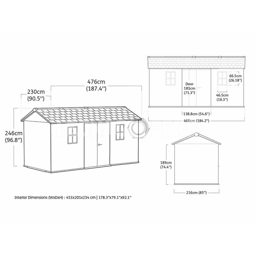 Keter Newton Plus 7515/1575 Casetta da Giardino 230x476x246 cm 3 keter newton plus 7515 legnagoferr9