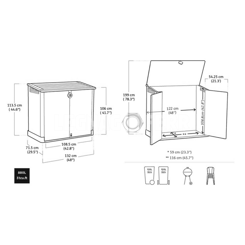 Keter Store It Out Midi Box Porta Attrezzi Nero 880L 132x71,5x113,5 cm 2 keter store it out legnagoferr7
