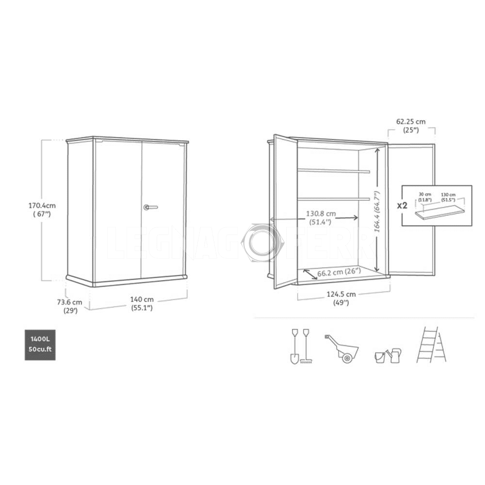 Keter Vertical Signature Walnut Armadio Porta Attrezzi 140x73x170 cm 2 keter vertical legnagoferr4